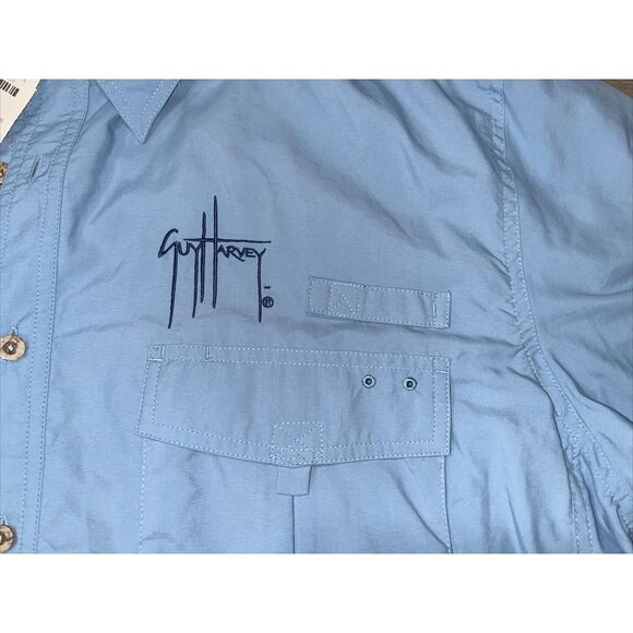 Mens Guy Harvey AFTCO Bluewater Vented Fishing Shirt size Large Blue - Picture 5 of 8